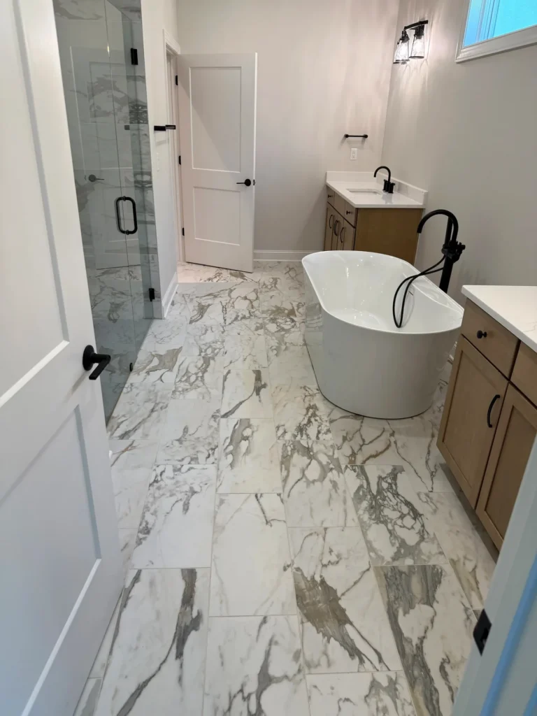 Bathroom floor tile by Seacoast Tile Pros