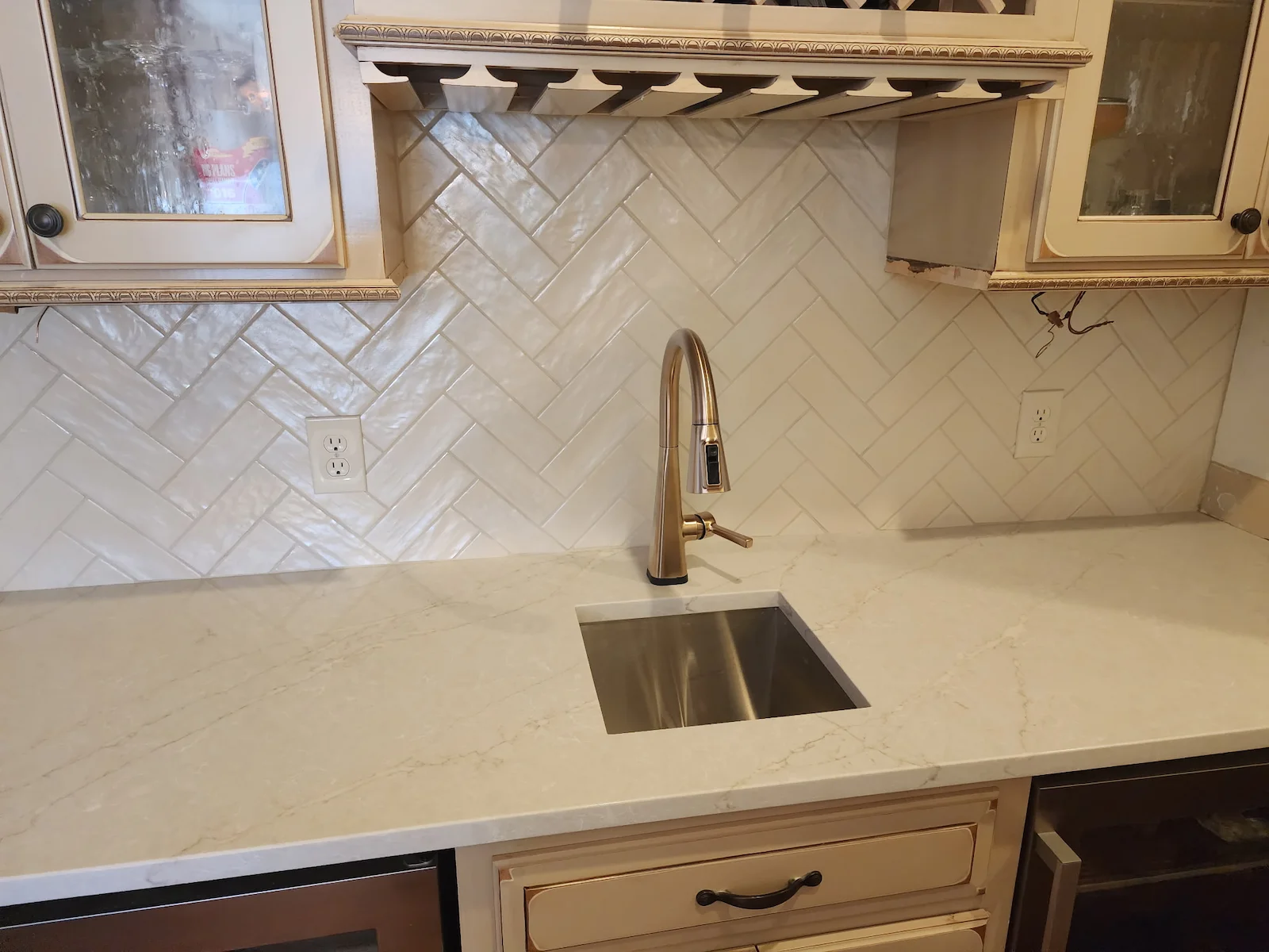 Herringbone tile backsplash Portsmouth NH