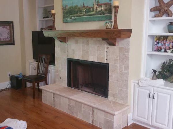 Custom tile fireplace surround installation in Portsmouth NH